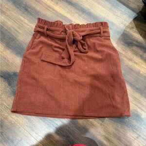 Rust Corduroy Skirt with Belt